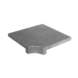 Granite Dropface Internal Corner Coping Paver - Flamed  480 x 480mm Black