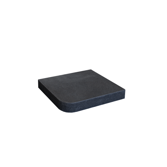 Granite Dropface External Corner Coping Paver - Flamed 400 x 400mm Black